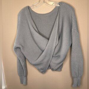 SHEIN Women’s Cropped Crossover Knit Sweater Size Small Gray